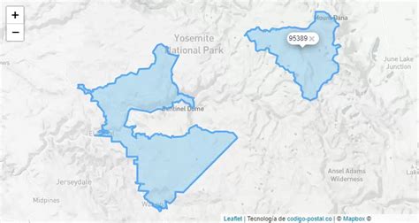 -33.92528° n, 18.42389° e|95389, Yosemite National Park, CA Zip Code Map .